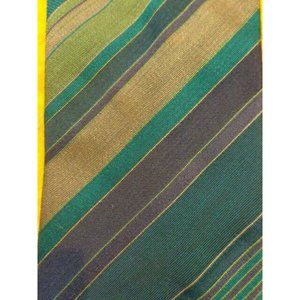 1960s 1970s ERNST VINTAGE ~ MENS DRESS TIE ~ARMY OLIVE GREEN BROWN STRIPES ~ 53"